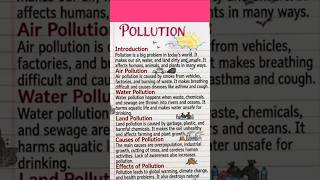 Pollution Essay Writing in English 200 words Short Essay or Paragraph