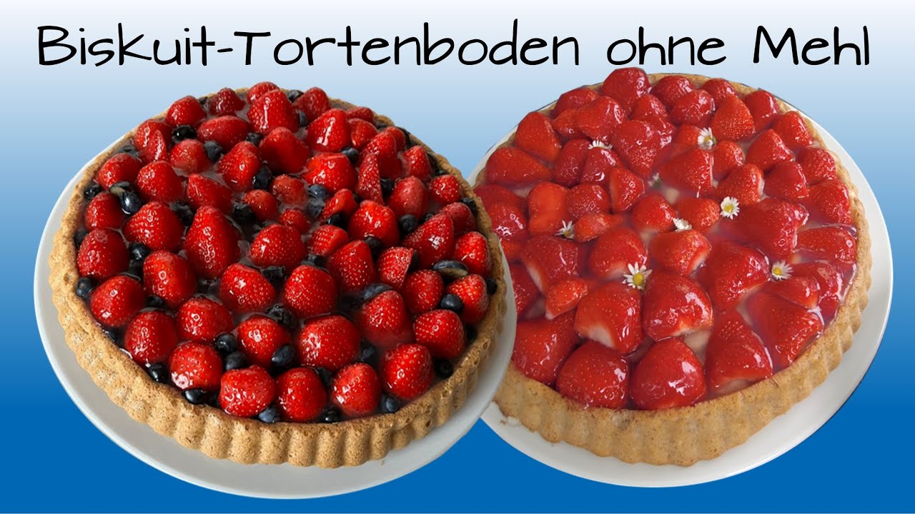 Biskuit Tortenboden ohne Mehl mit gemahlenen Mandeln | reich an Eiweiß | arm an Kohlenhydraten