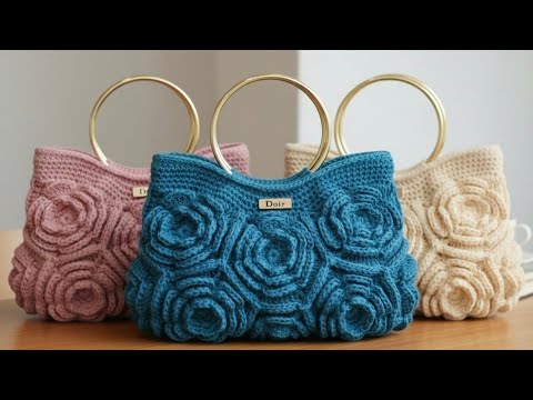 حقيبة الوردة الملكية بالكروشيه قطعة فنية ستغير مفهومك عن الشنط اليدوية Crochet Flowers Bag 