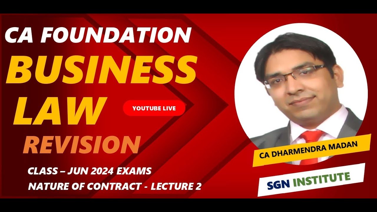 CA FOUNDATION BUSINESS LAW || INDIAN CONTRACT ACT - Lecture 2 - YouTube