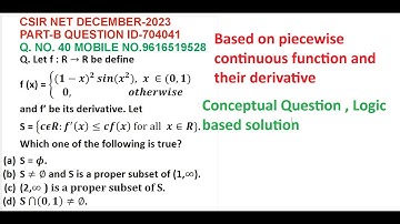 CSIR NET DECEMBER 2023 REAL ANALYSIS PART B  SOLUTION| Q.ID 704041|BASED ON piecewise  function|