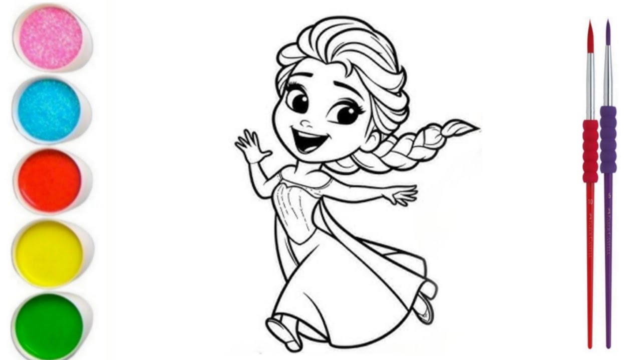 How to draw Beautiful Elsa frozen Easy Drawing, painting and coloring for kids