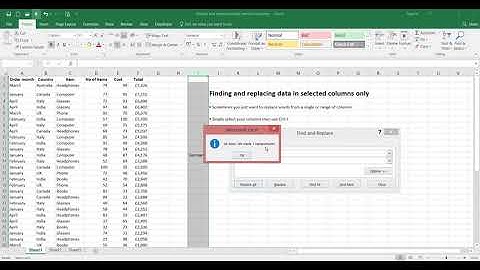 Finding and Replacing Excel Data in Selected Columns