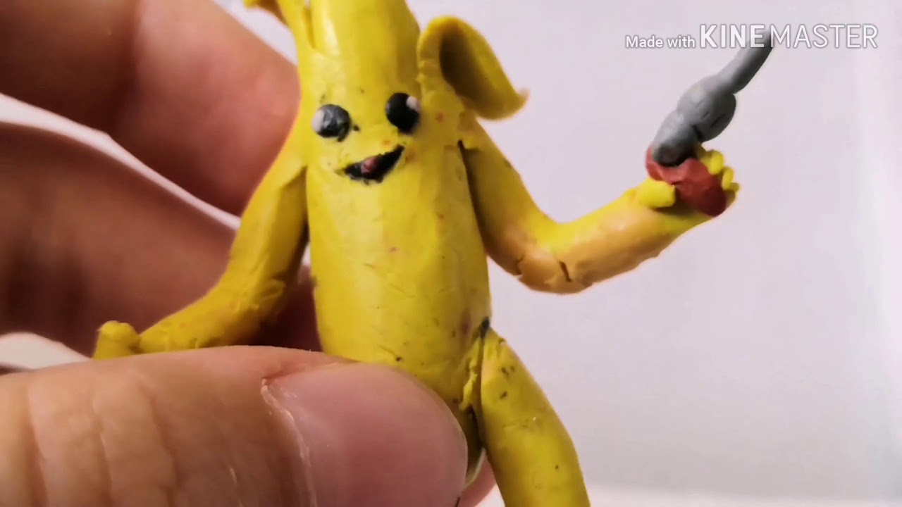 Банан из пластилина. Банан ФОРТНАЙТ из пластилина. Банбан из пластилина. Лепка банана из ФОРТНАЙТА. Лепим банан из пластилина.
