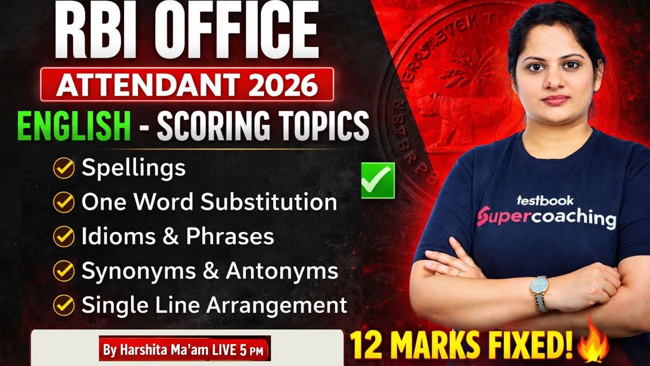 RBI Office Attendant 2026 | Important English Topic In One Shot | RBI Office Attendant |Harshita Mam