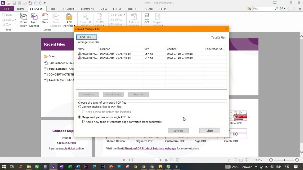 Cara menggabungkan beberapa file menjadi satu file pdf - Pake Foxit Reader pdf