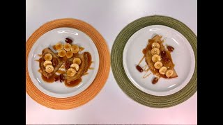 Crepes de banano con caramelo de ron