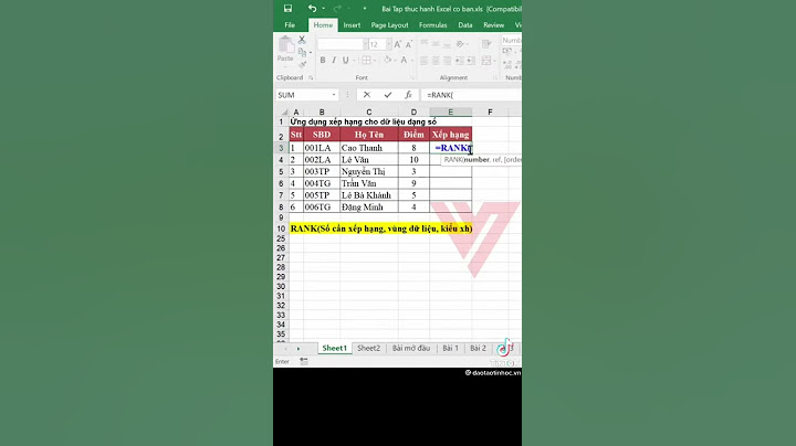 Xếp hạng dựa vào điểm trung bình trong Excel