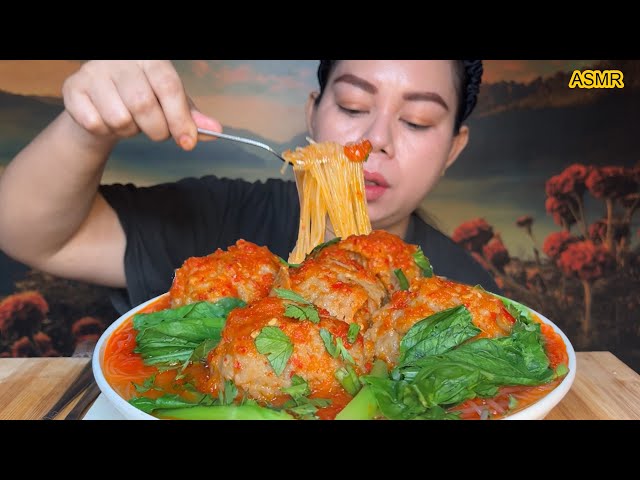 bakso urat isi tetelan  kuah mercon pake soun MUKBANG 