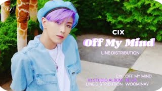 CIX - Off My Mind ~ Line Distribution (Color Coded)