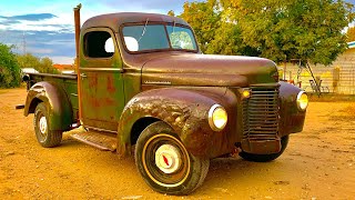 ABANDONED 1946 international 50 year transformation- clearcoat, exhaust, gauges and MORE