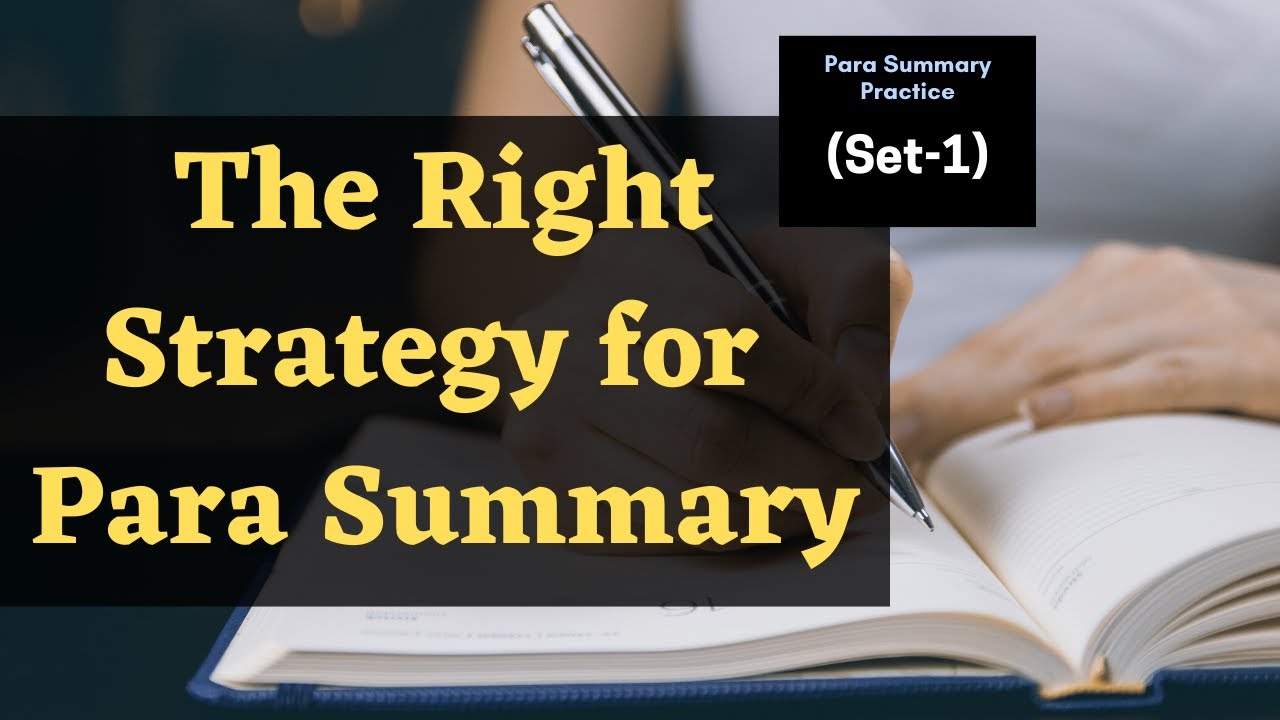 Verbal Ability (VA) for CAT | Paragraph Summary | Tips for VARC - YouTube
