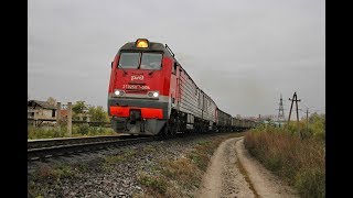 2ТЭ25КМ-0104 с грузовым поездом, перегон Узловая-I - Узловая-III