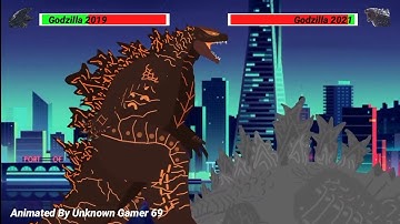 [DC2] Godzilla 2021 vs Godzilla 2019 vs Godzilla 2014 Part 2 | ANIMATION with healthbars