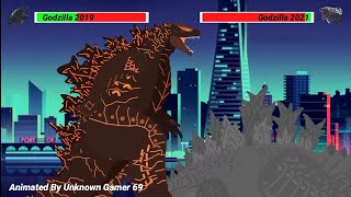 DC2 Godzilla 2021 vs Godzilla 2019 vs Godzilla 2014 Part 2 ANIMATION with healthbars
