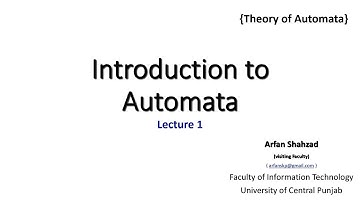 Theory of Automata: Lecture 1,2 (Urdu) - Intro to Automata & Language