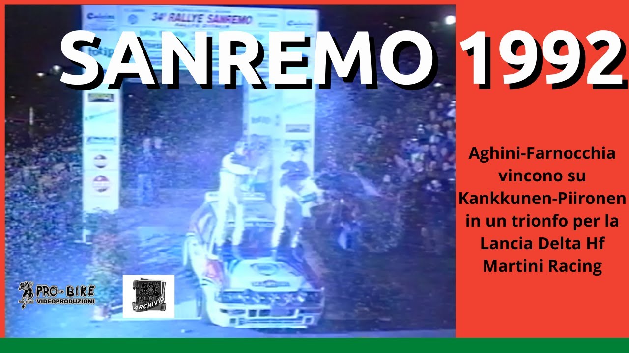 Rally di SANREMO 1992 vinto da AGHINI-FARNOCCHIA su LANCIA DELTA HF MARTINI RACING