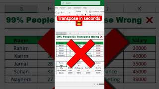 Excel Transpose Formula Trick 🔥 Change Rows to Columns Instantly