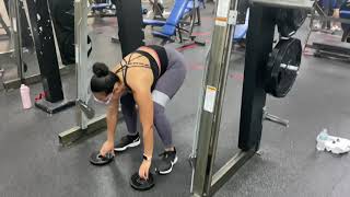 BANDED HEEL ELEVATED SMITH MACHINE SQUATS