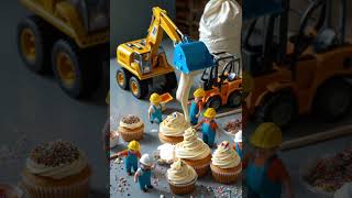 Tiny Workers Build Cupcakes With Construction Machines A Sweet Kitchen Adventure