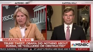 Rep. Swalwell on MSNBC discussing Trump's reckless tweets about collusion with Russia