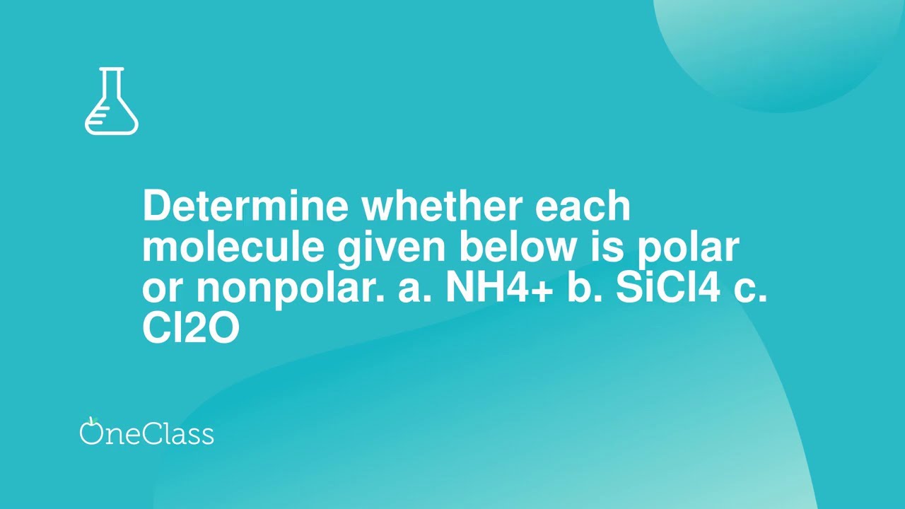 Determine whether each molecule given below is polar or nonpolar a NH4