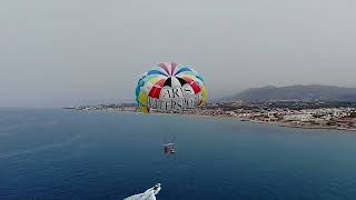 Water sports drones footage parasailing Analipsi Crete