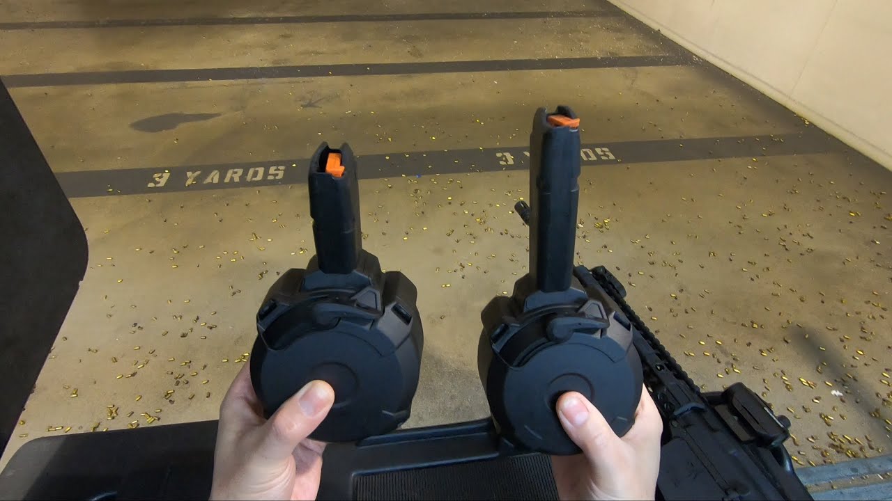 Magpul D-50 GL9 PCC Drum Magazine - with Pistol Drum Comparison (9mm)