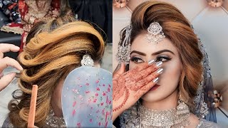 Real Beautiful Side Puff Layer Hair Style  Step by Step Bridal Hair Styling Tutorial by Nazia Khan