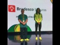 Poliana Okimoto e Artur Zanetti, medalhistas do dia recebem homenagem direto do Espaço Time Brasil