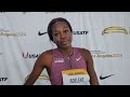 Rhasidat Adeleke after finishing 4th at LA Grand Prix in 22.45.