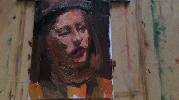 Oil Painting sketch Black Hat Girl