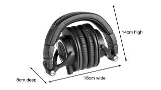 What is the dimensions ATH-M50x ATH-M50xBT ATH-M50xBT2 headphones when they are folded?