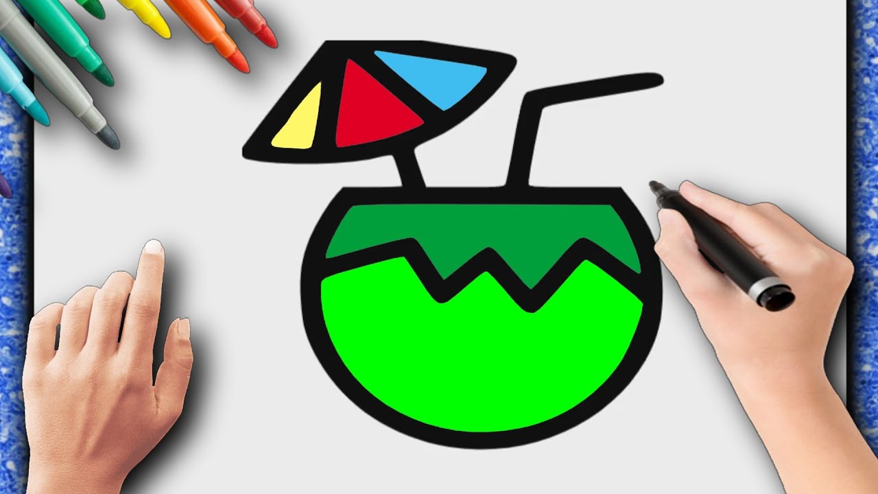 COMMENT DESSINER UNE NOIX DE COCO? ÉTAPE PAR ÉTAPE - DESSIN FACILE