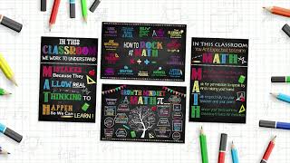 Amazon com  4 Pcs Math Posters   Math Classroom Supplies For Teachers, Math Classroom Decorations Fo
