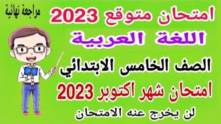 امتحان متوقع لغة عربية للصف الخامس الابتدائي امتحان شهر اكتوبر الترم الأول 2023