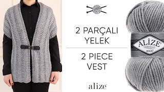 Alize Superlana Maxi Ile 2 Parçalı Yelek 2 Piece Vest Жилет С 2 Деталями