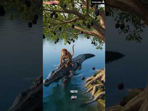समझदारी ही सबसे बड़ी ताकत होती है 🐒🐊  #Panchatantra #MoralStory #BandarAurMagar #HindiStory #Shorts”