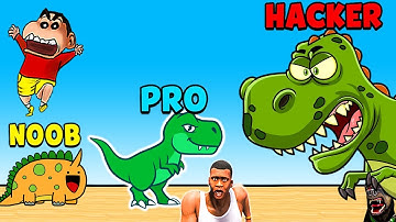 SHINCHAN NOOB vs PRO vs HACKER in JURASSIC DINO EVOLUTION with FRANKLIN & CHOP | DREAM SQUAD