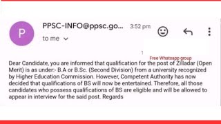 "Great News for BS Graduates | PPSC Zilladar Jobs Eligibility Update"#ASAD jobs Alert #ppsc#css#