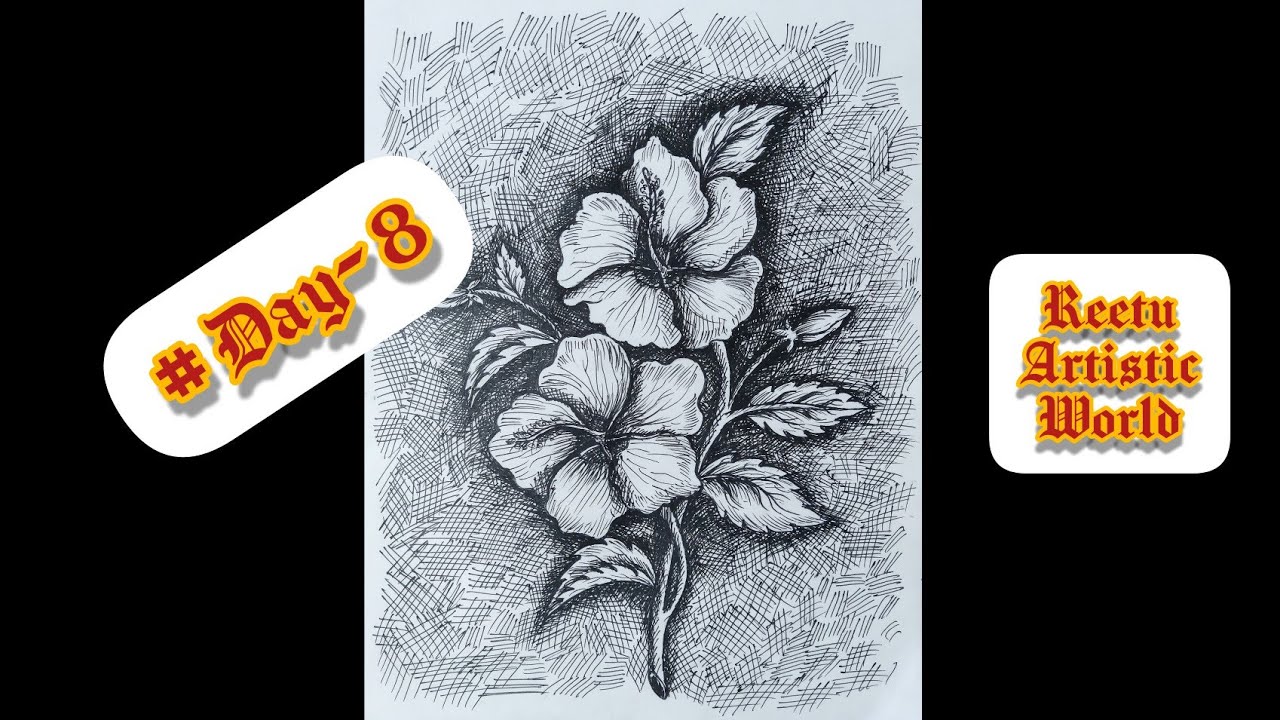 Flower Study with Black Pen / 