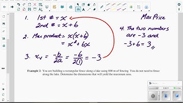 Lesson 2.6: Maximum, Minimum Word Problems (Video Lesson, Part 2)