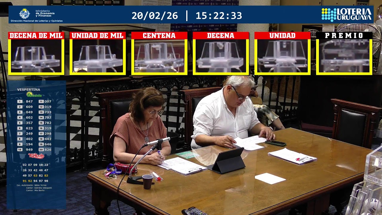 Emisión en directo de Loteria Uruguaya