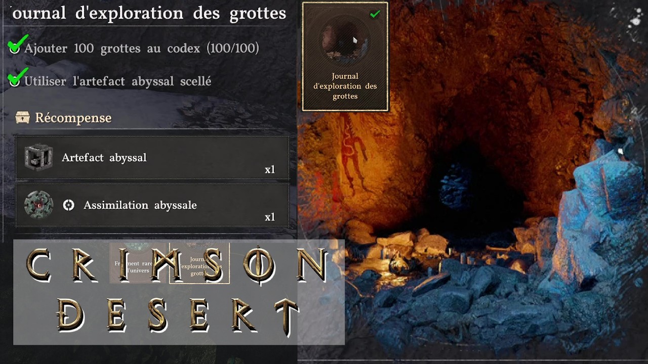 DÉFI JOURNAL D'EXPLORATION DES GROTTES - Ajouter 100 grottes au codex - Non-Combat 12 CRIMSON DESERT