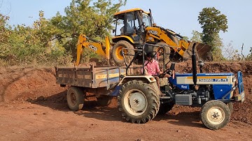 Swaraj 744 FE Tractor JCB 3DX Loading Video