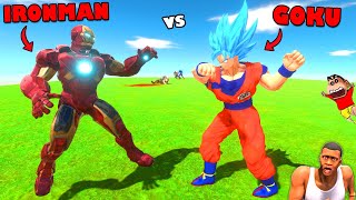 IRONMAN vs GOKU vs ALL SUPER HEROES in Animal Revolt Battle Simulator with SHINCHAN and CHOP