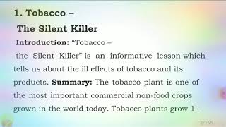 tobacco the silent killer class 7th solutions Class 7th English Topic 