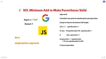 LeetCode 921: Minimum Add to Make Parentheses Valid – Easy  Algo with JavaScript Tutorial #921 #code