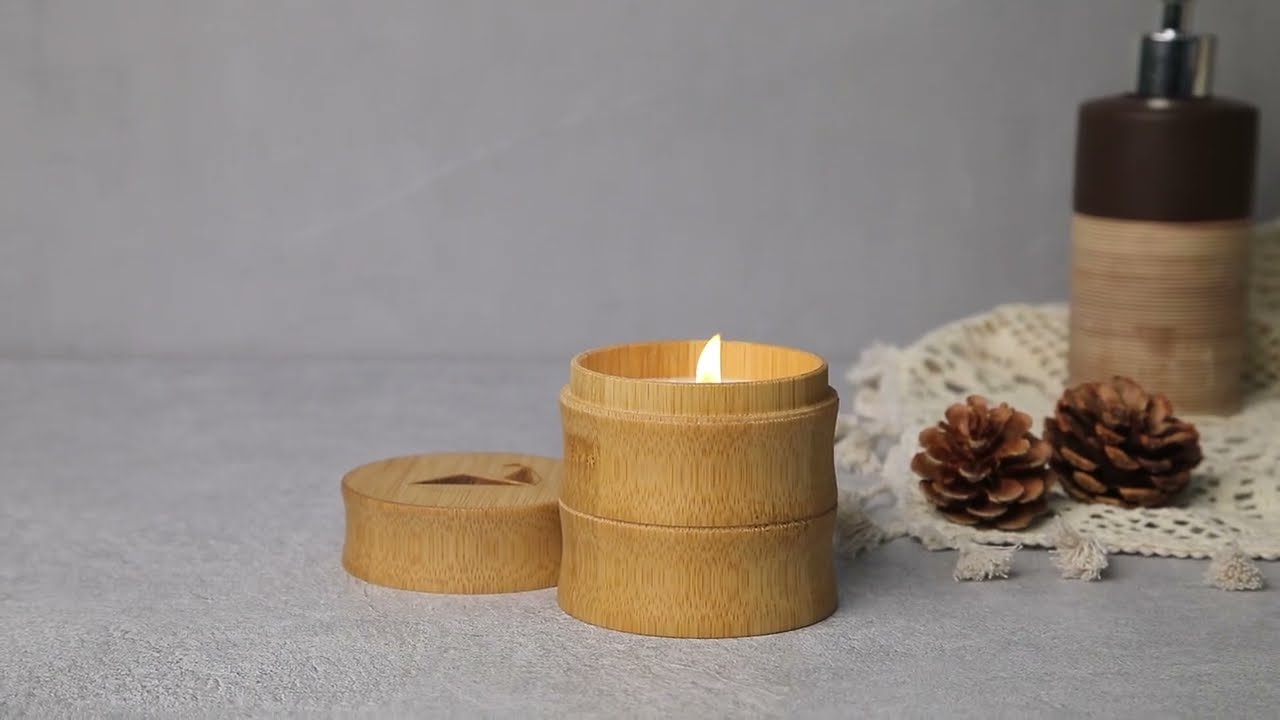 Sandalwood Scented Candle with Bamboo Holder for Men Fitness Relaxation