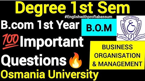 📘🎯 Business Organization & Management (B.O.M) 💼 | 🔥Degree 1st Sem💯 Important Questions 2025 | O U 